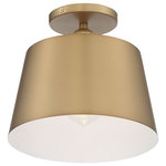 Nuvo Lighting - Nuvo Lighting 60/7322 Motif - 10 Inch 1 Light Semi-Flush Mount - Motif; 1 Light; 10 in.; Semi-Flush Brushed Brass wMotif 10 Inch 1 Ligh Brushed Brass/White *UL Approved: YES Energy Star Qualified: n/a ADA Certified: n/a  *Number of Lights: Lamp: 1-*Wattage:100w A19 Medium Base bulb(s) *Bulb Included:No *Bulb Type:A19 Medium Base *Finish Type:Brushed Brass/White