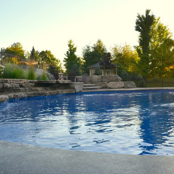 Curvaceous Pool and multi level patio