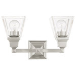 Livex Lighting - Livex Lighting 17172-91 Mission - Two Light Bath Vanity - The Mission collection has clean lines with geometMission Two Light Ba Brushed Nickel ClearUL: Suitable for damp locations Energy Star Qualified: n/a ADA Certified: n/a  *Number of Lights: Lamp: 2-*Wattage:100w Medium Base bulb(s) *Bulb Included:No *Bulb Type:Medium Base *Finish Type:Brushed Nickel
