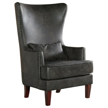Picket House Elia Chair With Chrome Nails, Sierra Charcoal