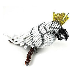 South Africa - Handmade Beaded Cockatoo on Branch - South Africa - Decorative Objects And Figurines