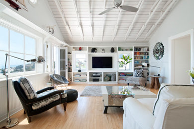 Inspiration for a coastal living room remodel in Santa Barbara