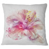 Beautiful Pink Flower Watercolor Floral Throw Pillow, 16"x16"