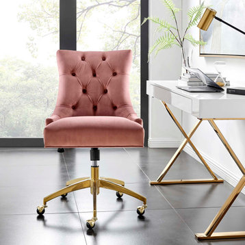 Modway Regent Tufted Velvet Office Chair, Gold Dusty Rose EEI-4571-GLD-DUS