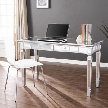 Silver Mirrored Writing Desk with Drawers