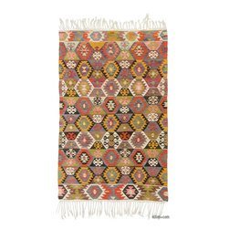 Vintage Tavas Kilim Rug - Area Rugs