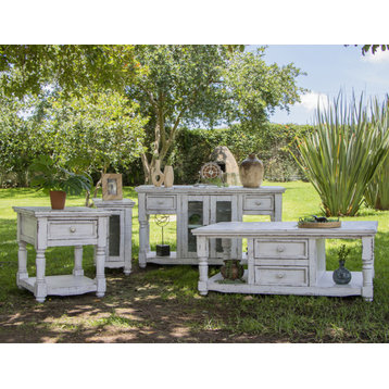 Stonegate Solid Wood End table - White