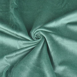 Hotham Green and Blue Plain Ready Made Velvet Curtains and Fabrics Cambridge Blu - Upholstery Fabric