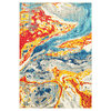 Jillian Bold Abstract Waves Stone and Multi Area Rug, 5'3"x7'6"