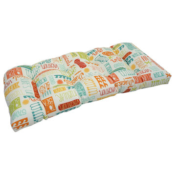 42"X19" U-Shaped Patterned Tufted Settee/Bench Cushion, Summer Fun Citrus