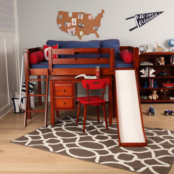 Espresso Loft Bed with Slide and Desk