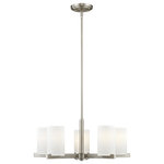 Livex Lighting - Astoria Chandelier, Brushed Nickel - The minimalist Astoria collection draws the eye to the soft, warm glow of the light emitted from the cylindrical satin opal etched glass shades available in a subdued brushed nickel or soft olde bronze.