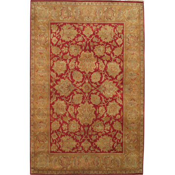 Pasargad Agra Collection Traditional Hand-Knotted Wool Area Rug, 6'1"x9'3"