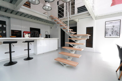 Réalisation d'un escalier urbain.