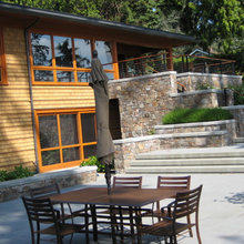 like the stone and levels with steps and tops for sitting