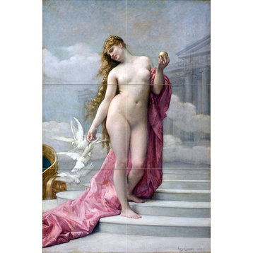 Tile Mural The Birth of Venus girl pigeon Backsplash 4.25" Ceramic Glossy