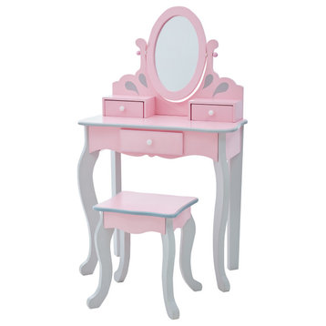 Princess Rapunzel Play Vanity Set, Pink/Grey