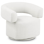 Meridian Furniture - Niya Linen Textured Fabric Upholstered Swivel Accent Chair, Cream - Transform your living area into a contemporary haven with the stunning Niya Linen Textured Fabric Swivel Accent Chair. The chair features a luxurious cream linen textured fabric upholstery upholstery that oozes sophistication and style. The swivel chair design adds a touch of elegance and functionality to the room, while the art deco-inspired accents showcase your impeccable taste in home decor. Whether you're entertaining guests or relaxing with a good book, the Niya accent chair is the perfect addition to your home.
