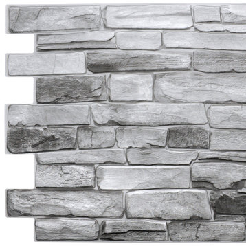 Grey Stone 3D Wall Panels, Set of 10, Covers 53 Sq Ft