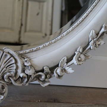 20th Century Carved and Painted Mirror with Roses