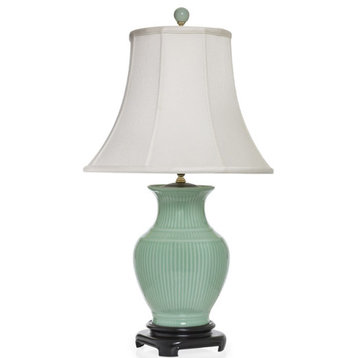 Striped Celadon Porcelain Vase Lamp