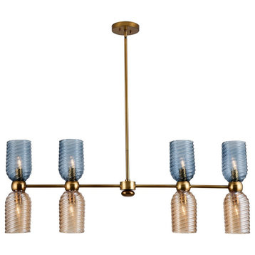 Azul 8-Light Linear Pendant in Aged Gold
