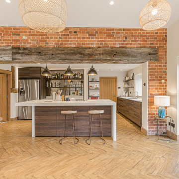 Mill Barn – Modern Rustic Kitchen with Exposed Brick & Timber Beams