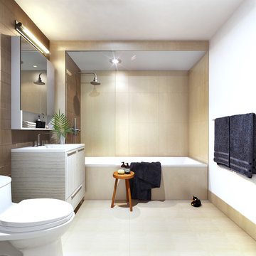Custom Contemporary Condo Bathroom, Two12 North 9th, Brooklyn