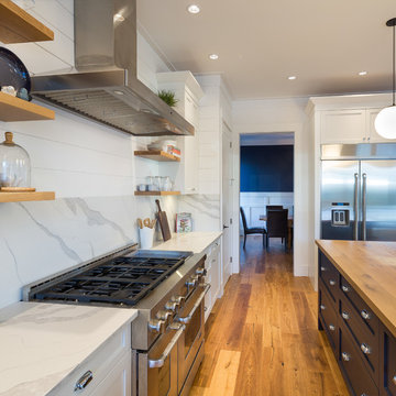 Custom White and Navy Kitchen in White Rock