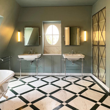 Salle de bain en marbre Blanc et Vert