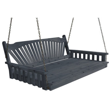 Pine Fanback Swingbed, Charcoal Stain, 6 Foot