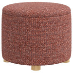Skyline Furniture MFG. - Storage Ottoman, Noble Reef - This round ottoman is a true conversation starter, with a classic handcrafted profile that will feel right at home in any space from sleek urban loft to quaint country cottage. Wooden legs and Boucle fabric will make this ottoman your favorite accent piece.  It is sure to add style and convenience to any seating space.