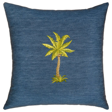 Linum Home Textiles Colton Denim Decorative Pillow Cover, Denim Blue, Square