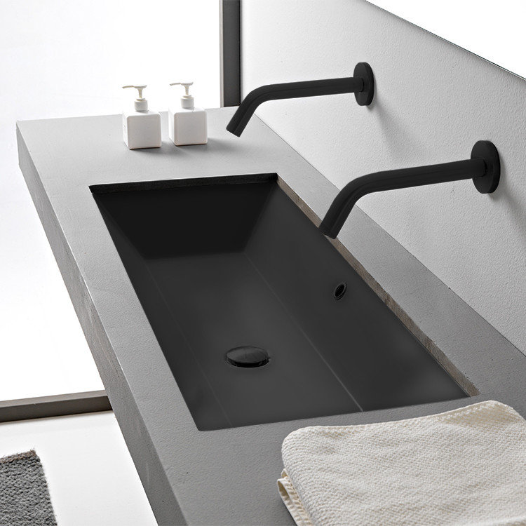 Rectangular Small Matte Black Ceramic Undermount Sink - Contemporary ...