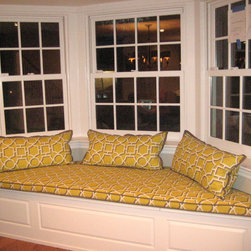 Geometric Yellow Bench Cushion and Pillows - Decorative Pillows