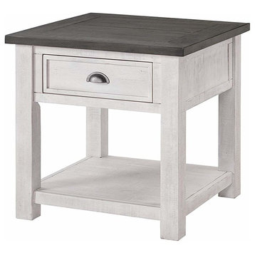 Monterey End Table, White and Gray