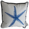 Blue and White Starfish Decorative Throw Pillow 10''