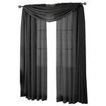 Royal Tradition - Abri Single Rod Pocket Sheer Curtain Panel, Black, 50"x84" - Want your privacy but need sunlight? These crushed sheer panels can keep nosy neighbors from looking inside your rooms, while the sunlight shines through gracefully. Add an elusive touch of color to any room with these lovely panels and scarves. Sheers enhance the beauty of windows without covering them up, and dress up the windows without weighting them down. And this crushed sheer curtain in its many different colors brings full-length focus to your windows with an easy-on-the-eye color.