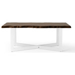 Decor Love - Contemporary Coffee Table, Crossed Metal With Rubberwood Top, White and Oak - - Includes: one (1) coffee table
