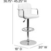 Set of 2 Bar Stool, Faux Leather Seat With Mid Back and Square Tufting, White
