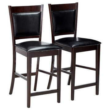 Set of 2 Counter-Height Chair, Black and Espresso