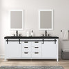 Eviva Dallas 84" White Barn Door Bathroom Vanity With Black Granite Top