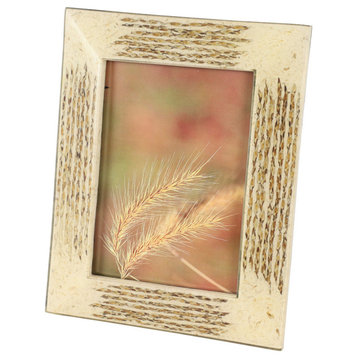 Inlaid Beige and Gold Vervain and Sentimento Grass Picture Frame