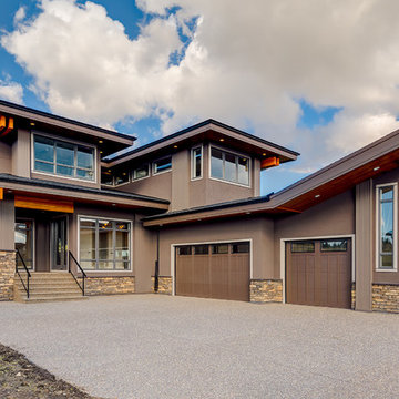 Transitional Custom Home with Shed Roof Garage in Watermark