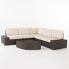 GDF Studio Reddington Outdoor 5 Seater Wicker V Shaped Sectional Sofa Set