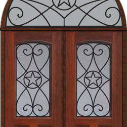Prehung Transom Double Door 80 Fiberglass Austin Texas Star - Front Doors