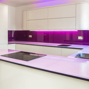 Purple Haze Luxury Collection Splashback & Pink Scratch Resistant Glass Worktop