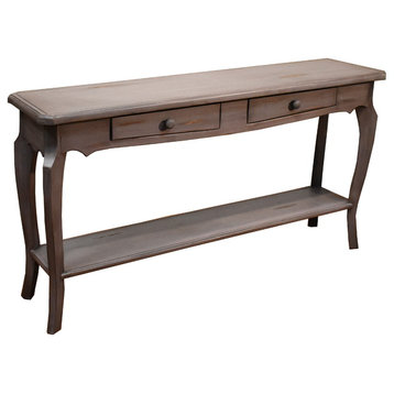 Rustic Solid Wood Gray Console Sofa Table