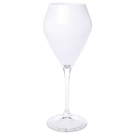 Classic Touch V-Shaped Wine Glasses White With Clear Stem, Set of 6