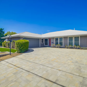 Front yard Remodel with Pavers, Walls, Artificial Grass, Planters & More